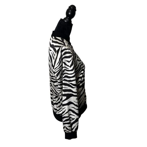 Alice + Olivia Reversible Zebra Feminist Bomber Jacket NWT Size Large - Picture 6 of 17